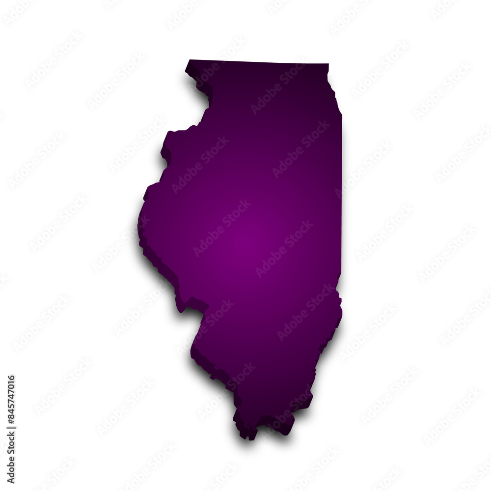 3d Map of Illinois state with color. United State of America, US, United State. 3d Map of Illinois state with color. United State of America, US, United State.