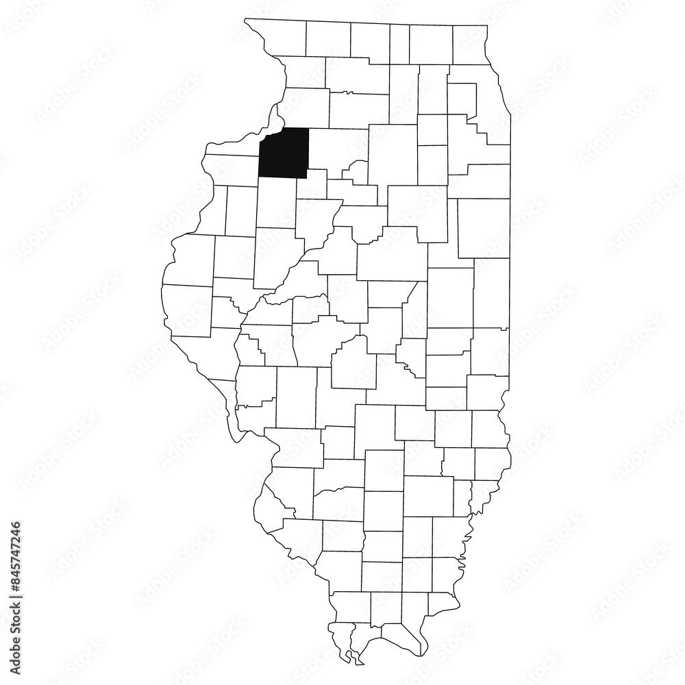 Map of Henry County in Illinois state on white background. single County map highlighted by black colour on Illinois map. UNITED STATES, US Map of Henry County in Illinois state on white background. single County map highlighted by black colour on Illinois map. UNITED STATES, US
