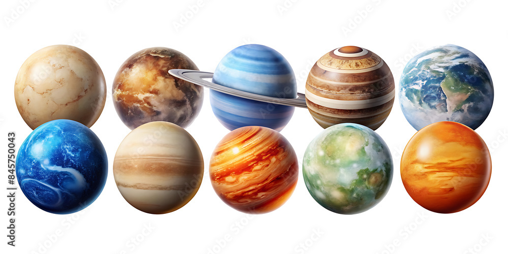 Set of planets isolated on white background.AI GENERATED Set of planets isolated on white background.AI GENERATED