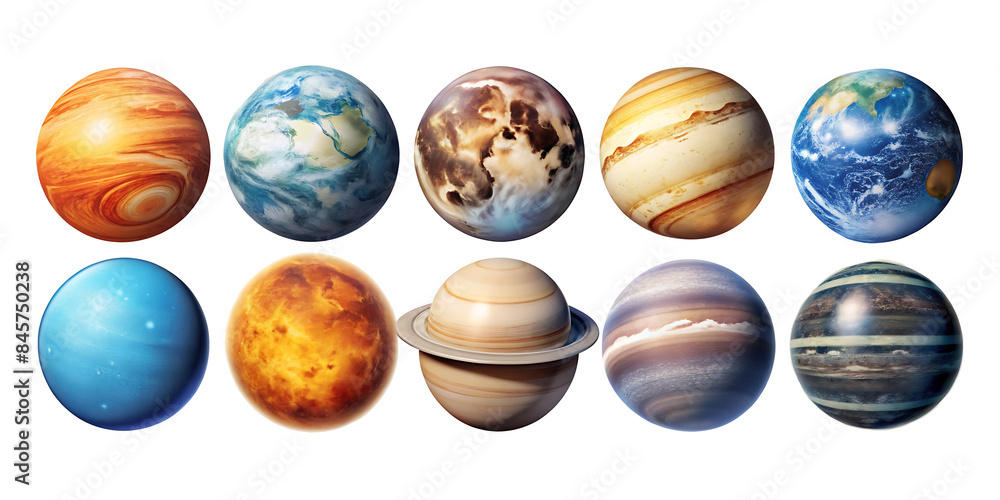 Set of planets isolated on white background.AI GENERATED Set of planets isolated on white background.AI GENERATED