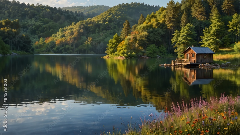 Fototapeta premium Green View lake 