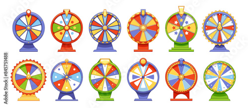 Colorful Cartoon Prize Wheels of Different Designs And Patterns, Perfect For Game Shows, Lotteries And Fun Events