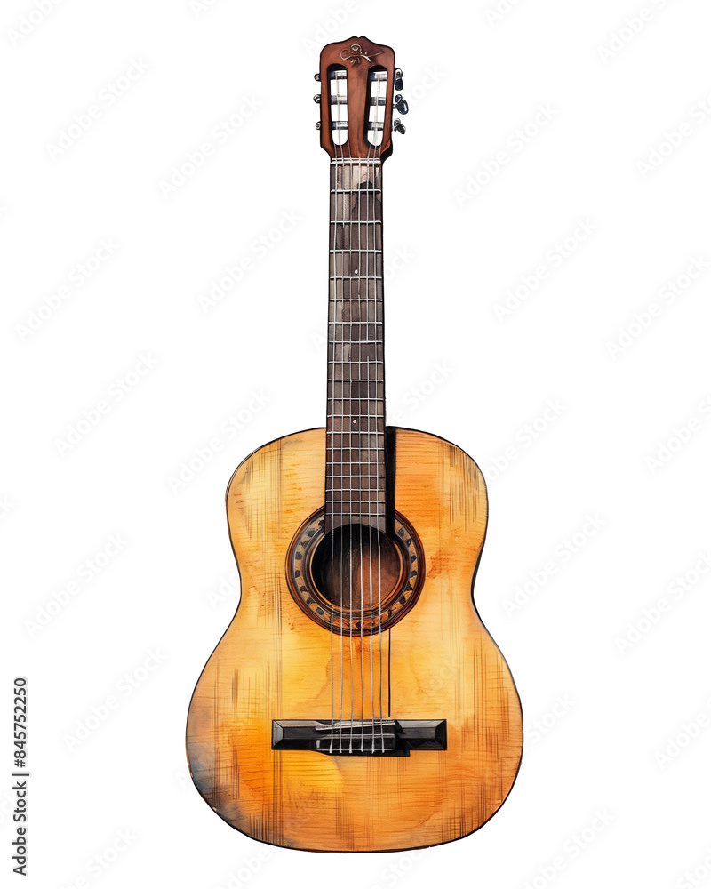 Obraz premium Acoustic Guitar on isolated Background with Detailed Wooden Texture for Music Lovers and Instrument Enthusiasts