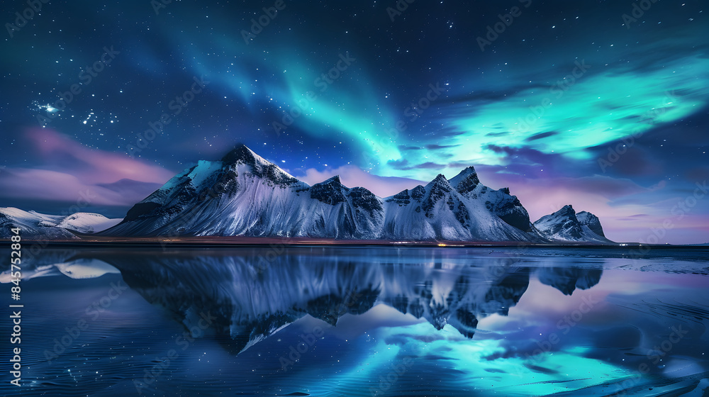 Naklejka premium A nightscape of northern light