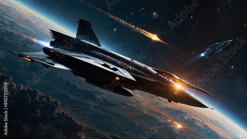 spaceship flying over the earth