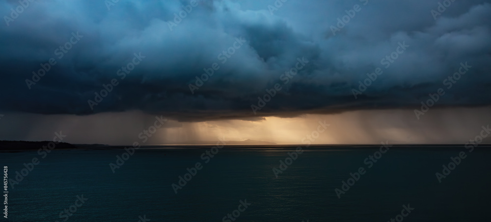 Dramatic Sunrise over Alaska Coast. Nature Background Dramatic Sunrise over Alaska Coast. Nature Background