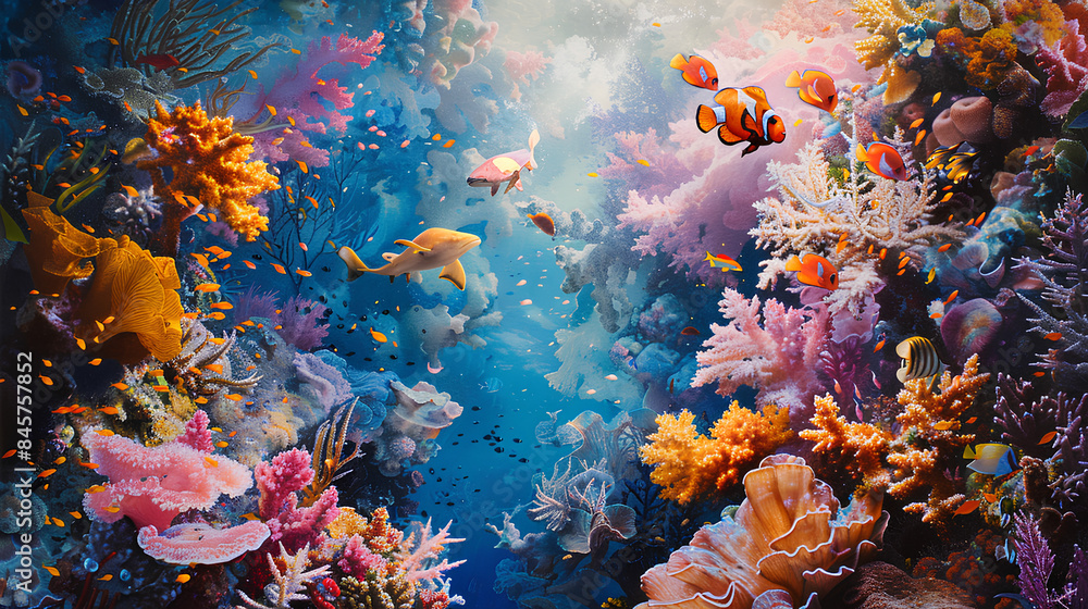 Fototapeta premium colorful fish in the sea with beautiful coral reefs