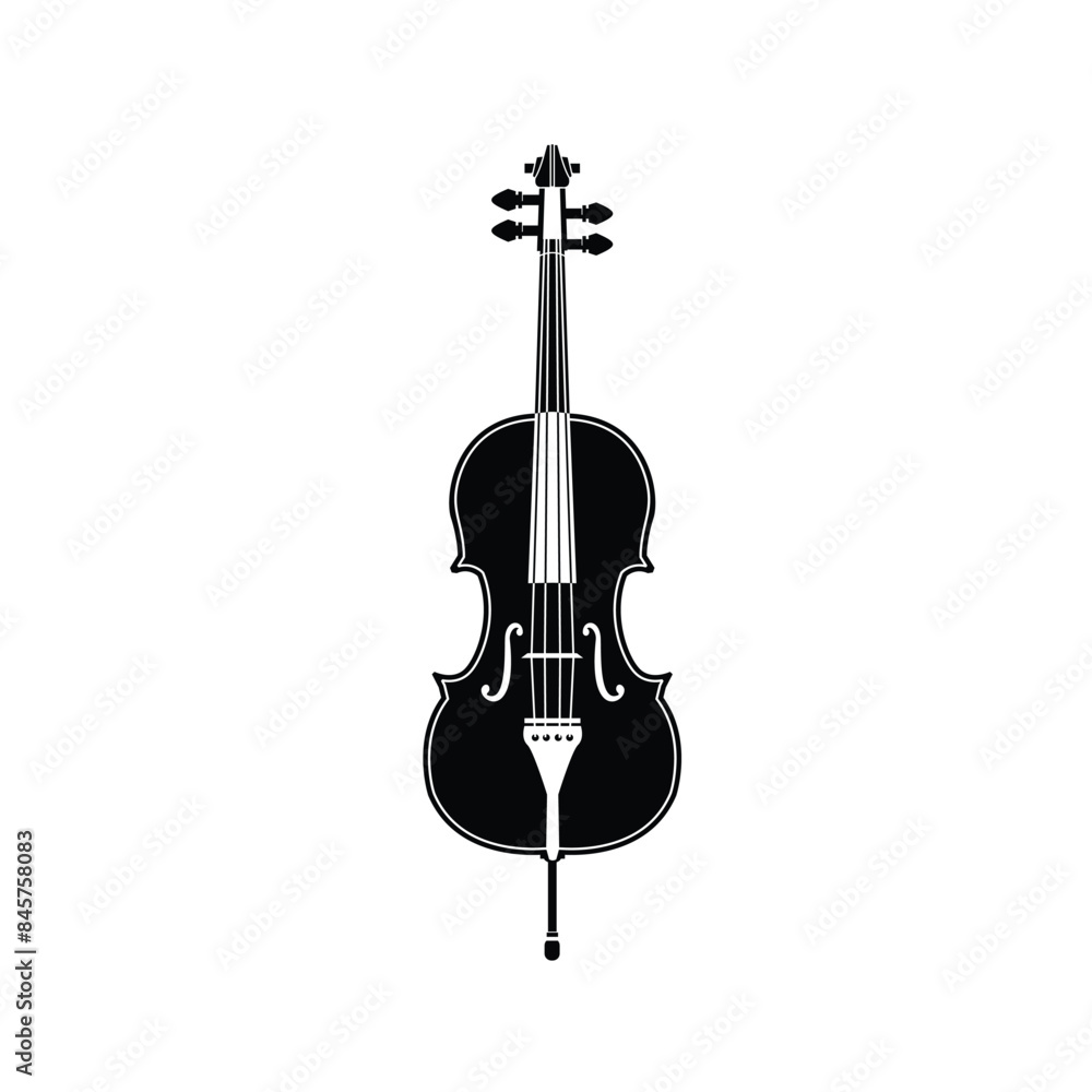 Fototapeta premium stringed instrument logo illustration, cello silhouette suitable for music stores and communities