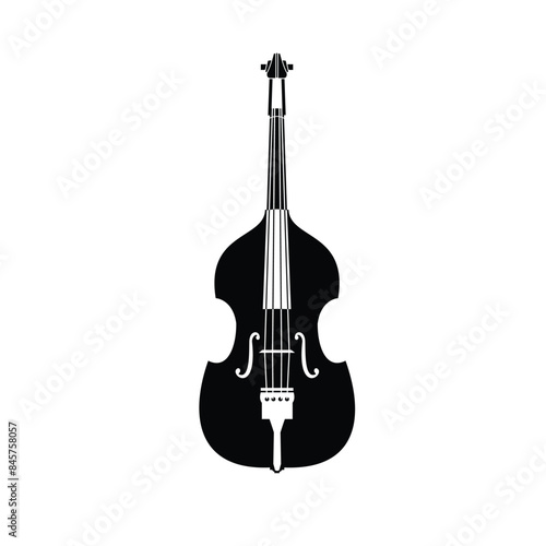 stringed instrument logo illustration, double bass silhouette suitable for music stores and communities