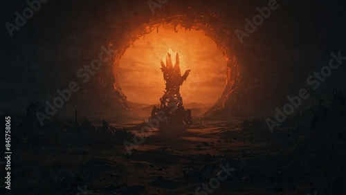 hand in mechanical cave