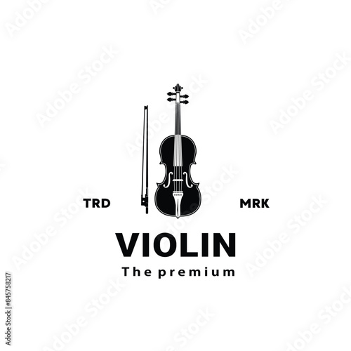 stringed instrument logo illustration, violin silhouette suitable for music stores and communities