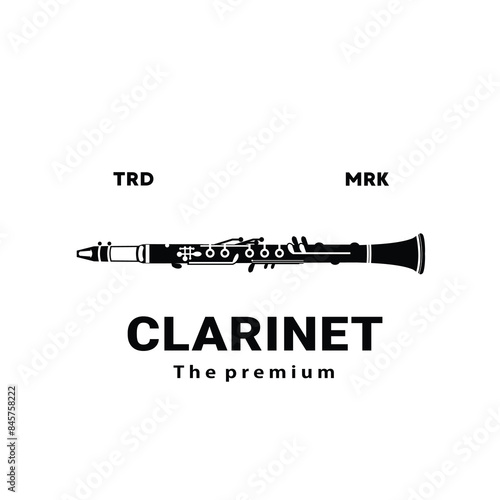 wind instrument logo illustration, clarinet silhouette suitable for music stores and communities