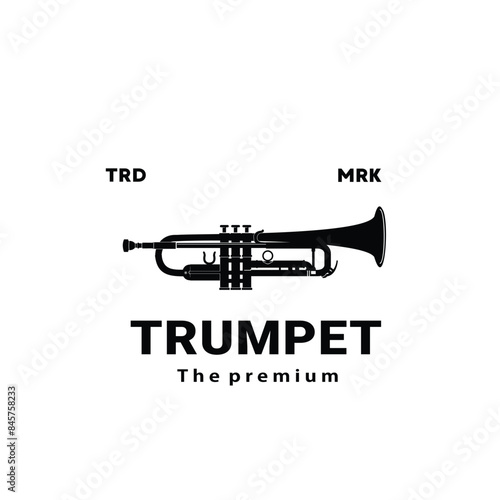 wind instrument logo illustration, trumpet silhouette suitable for music stores and communities
