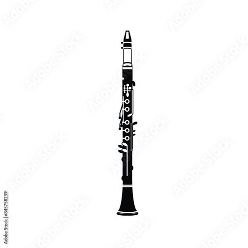 wind instrument logo illustration, clarinet silhouette suitable for music stores and communities