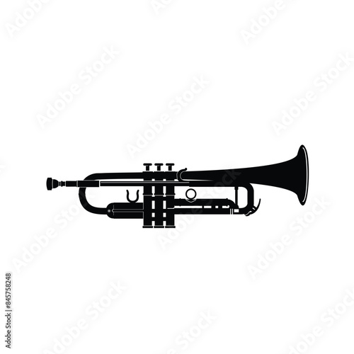 wind instrument logo illustration, trumpet silhouette suitable for music stores and communities