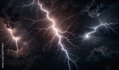 A flash of lightning and thunder spark on a transparent background. Modern lightning, electricity blast, or thunderbolt in the sky. Natural phenomenon of nerve cells or neural systems