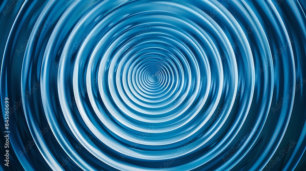 Abstract background with concentric circles blue bulls eye monochrome