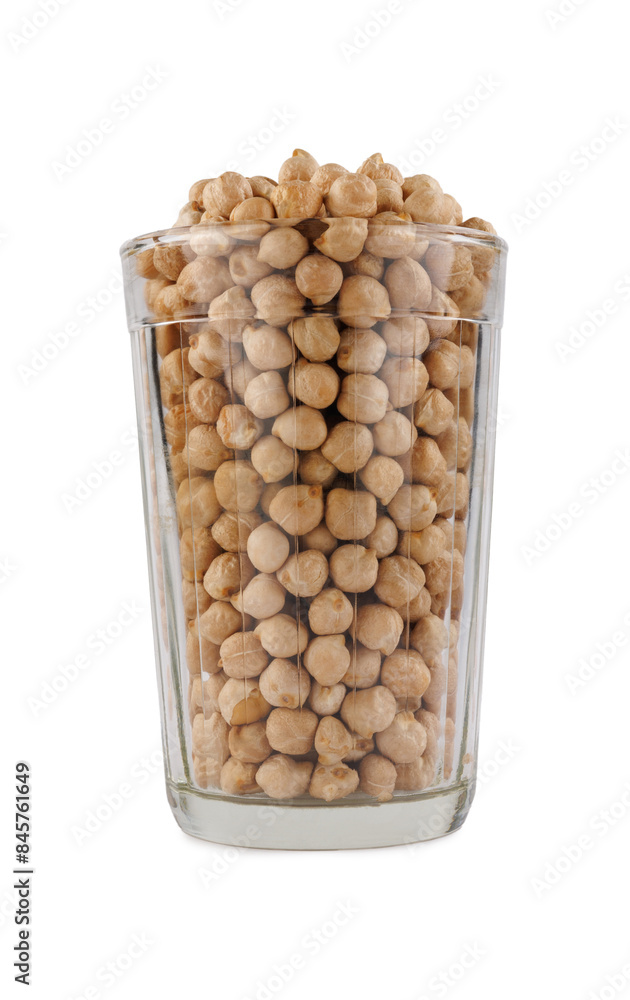 Glass full of chickpeas isolated on white background. Glass full of chickpeas isolated on white background.
