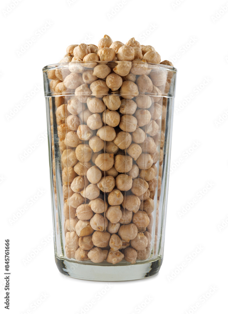 Glass glass full of chickpeas isolated on white background. Glass glass full of chickpeas isolated on white background.