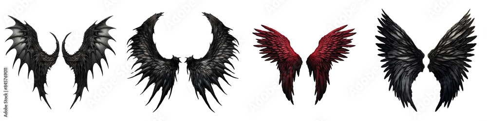 Collection of wings isolated on transparent or white background Collection of wings isolated on transparent or white background