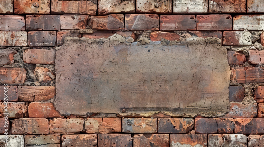 A weathered brick wall with aged, cracked plaster, showcasing a vintage and rustic texture that evokes a sense of history and nostalgia. A weathered brick wall with aged, cracked plaster, showcasing a vintage and rustic texture that evokes a sense of history and nostalgia.