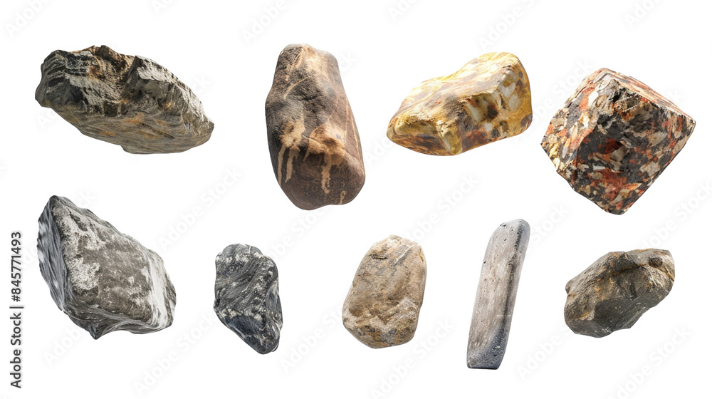 Set of floating rocks, isolated on white. Set of floating rocks, isolated on white.