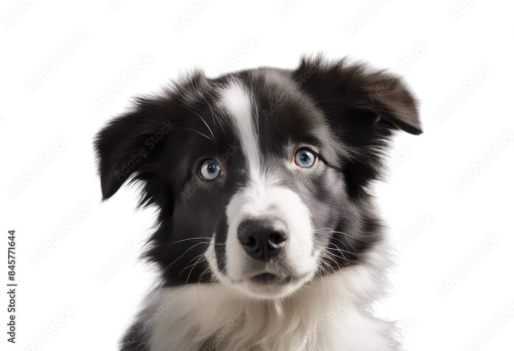 Border collie puppy portrait isolated on transparent background cutout Border collie puppy portrait isolated on transparent background cutout