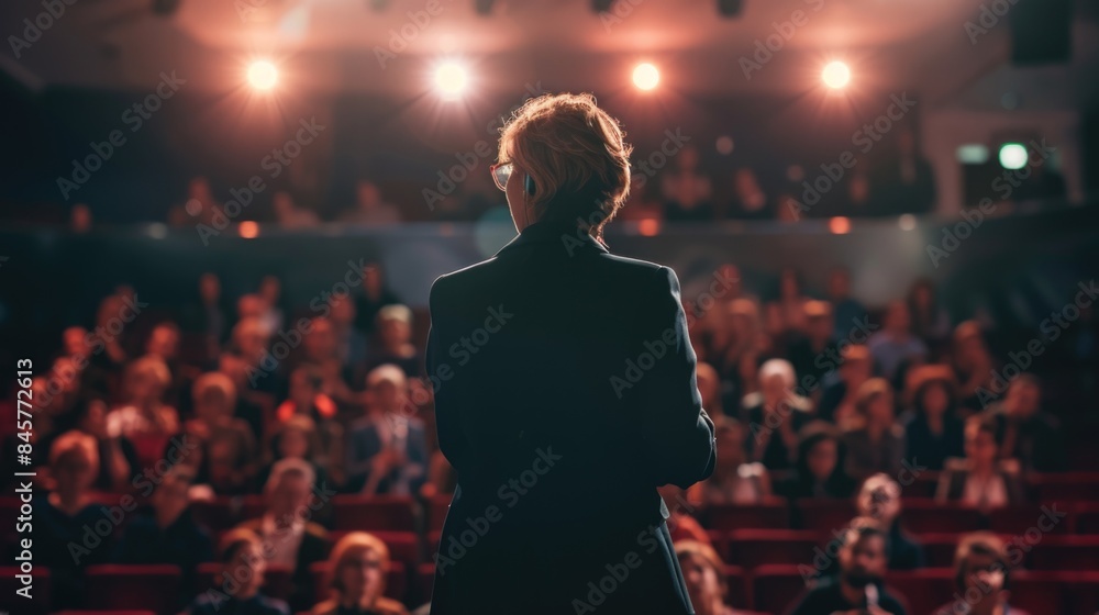 A beautiful businesswoman seeking her colleagues input while delivering a speech at a seminar. A beautiful businesswoman seeking her colleagues input while delivering a speech at a seminar.