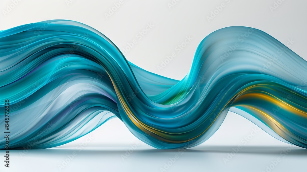 Abstract blue wave with splashes and drops on a white background ...