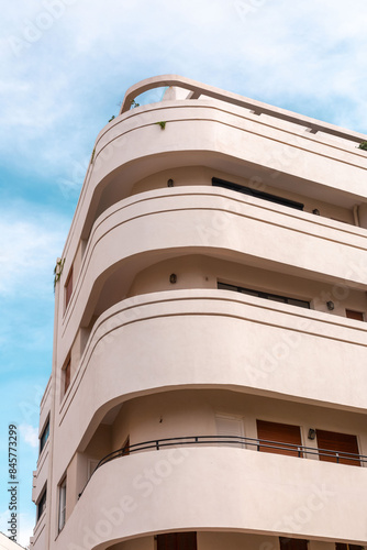 Typical Bauhaus inspired architectral detail from Tel Aviv, also called as the White City, Israel. photo