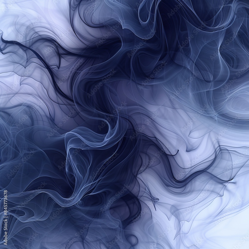 Abstract with smooth, wavy lines in bluish and gray tones. Translucent forms of movement and lightness on a white background. Abstract with smooth, wavy lines in bluish and gray tones. Translucent forms of movement and lightness on a white background.
