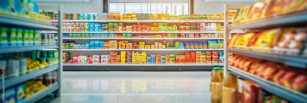 Fototapeta premium A grocery store with lots of goods on the shelves