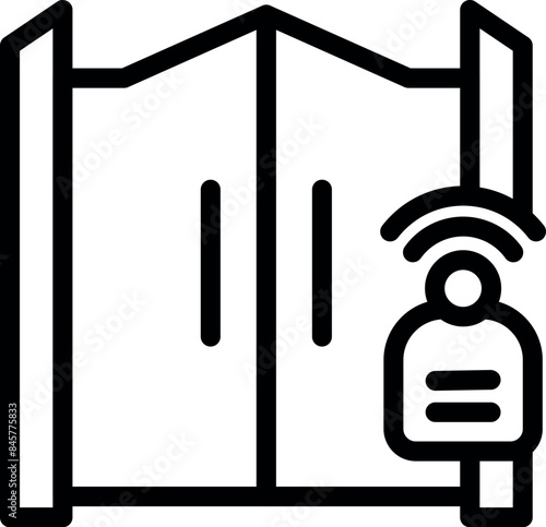 Security personnel is opening a gate with an automatic system for a person requesting access