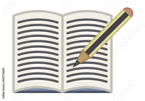 Libro de texto con un lápiz