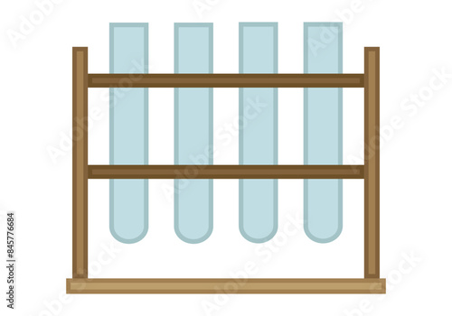 Probetas de cristal en soporte de madera