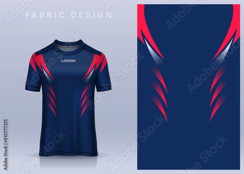 Fabric textile design for Sport t-shirt, Soccer jersey mockup for football club. uniform front view.	