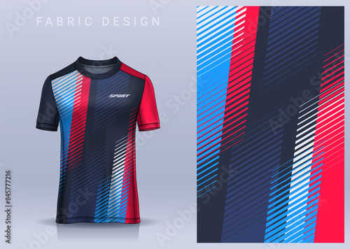 Fabric textile design for Sport t-shirt, Soccer jersey mockup for football club. uniform front view.	