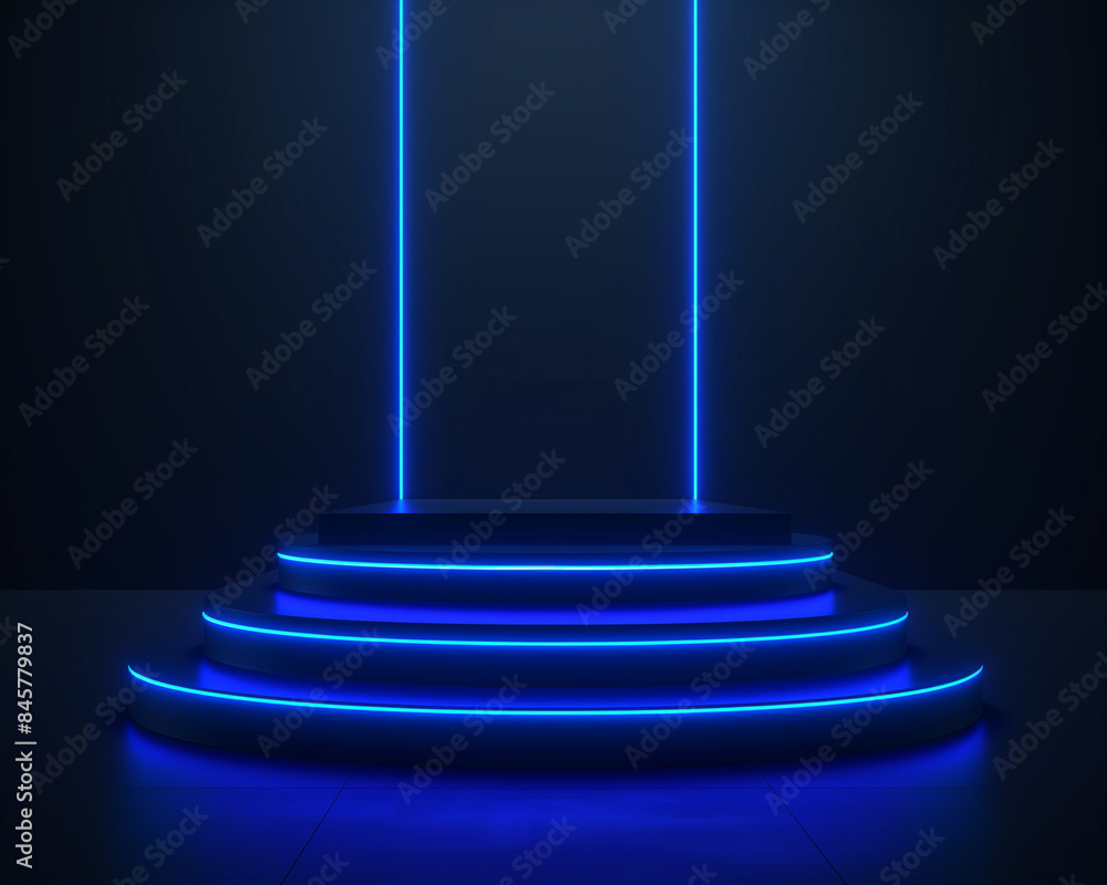 podium with neon light for product presentation podium with neon light for product presentation