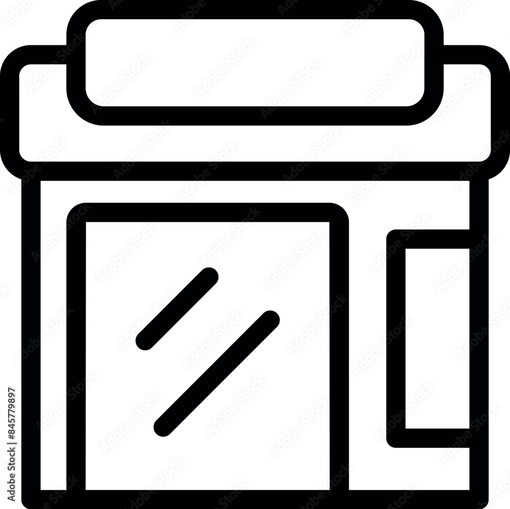 Simple black and white icon of a store with a large display window Simple black and white icon of a store with a large display window