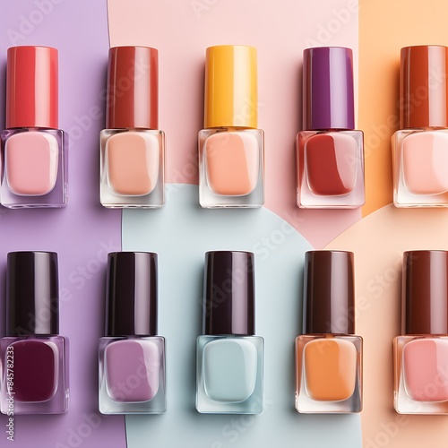 set of nail polish pastel colors,