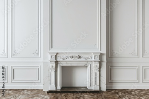 Wallpaper Mural White Fireplace in Modern Classic Interior: 3D Render Illustration Torontodigital.ca