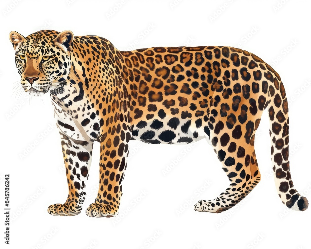 Fototapeta premium Leopard Illustration. Hand-drawn Wild Cat Element isolated on White Background