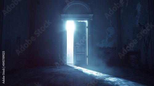 A doorway leading to a bright light symbolizing new beginnings and opportunities