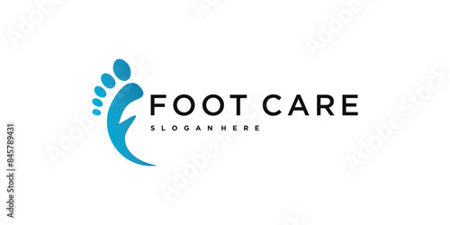 F foot care logo design vector, with foot concept and letter F logo design. Premium Vector