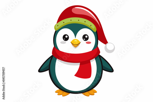  cute Christmas penguin character vector illustration