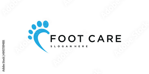 F foot care logo design vector, with foot concept and letter F logo design. Premium Vector