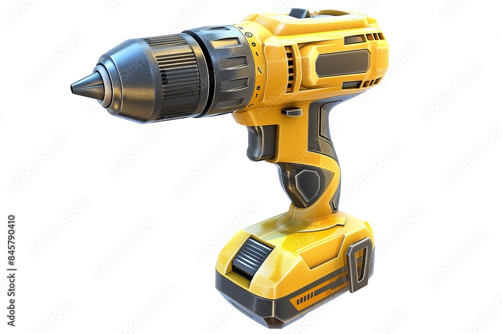 High-quality image of a modern yellow cordless drill. Ideal for construction and DIY projects. Perfect for tool catalogs or instructional guides. Realistic and detailed design. Generative AI High-quality image of a modern yellow cordless drill. Ideal for construction and DIY projects. Perfect for tool catalogs or instructional guides. Realistic and detailed design. Generative AI