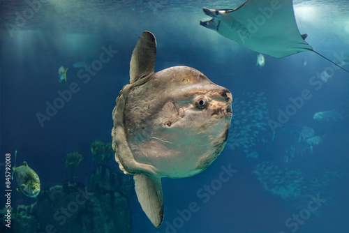 Sunfish, ray and other fishes passing by photo