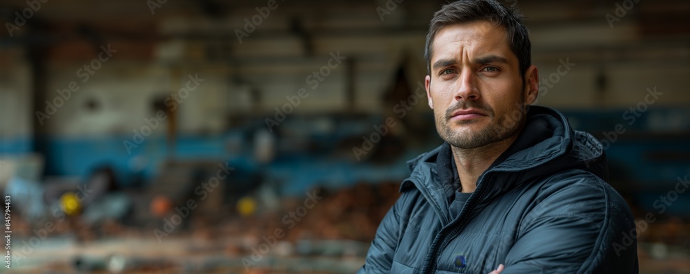 Confident man standing in industrial area Confident man standing in industrial area