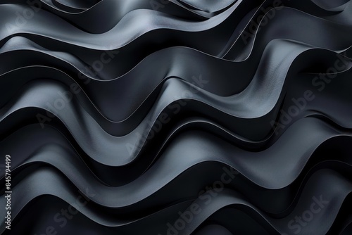 abstract 3d black wavy shapes on dark background modern geometric design digital illustration © Jelena